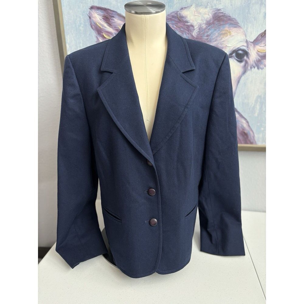 Pendleton Women's VTG Size 14 Navy Pure Virgin Wool 3 Button Blazer Coat